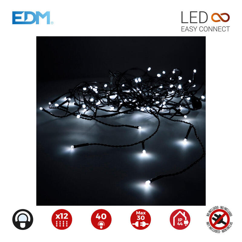 Cortina Icicle Easy-Connect 2x0,5m 12 Tiras Blanco Frio 30v (Interior-Exterior) Edm Total 0,72w