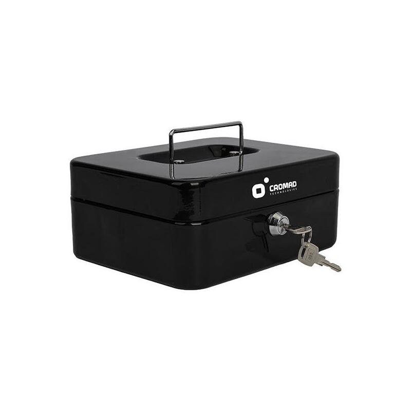 Cromad Cr1224 Caja De Caudales Metalica - Cerradura De Llave - 3 Compartimentos - Asa De Transporte - 90x200x160mm