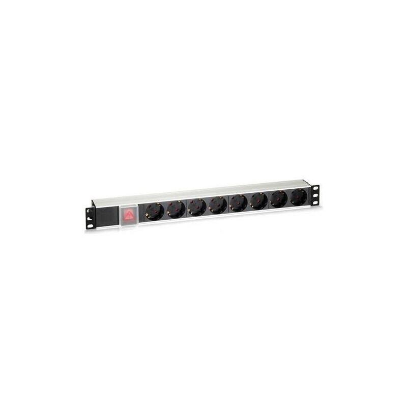 Cromad Regleta 8 Shuckos Para Montaje En Rack 19" 1u - Interruptor On/Off - Carcasa De Aluminio - Cable De 1.80m