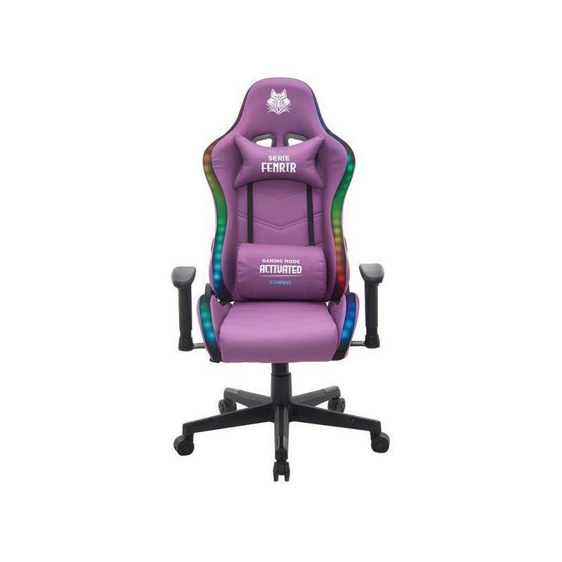 Cromad Serie Fenrir Silla Gaming Rgb - Estructura Robusta - Piel Sintetica De Alta Calidad - Altura Regulable Con