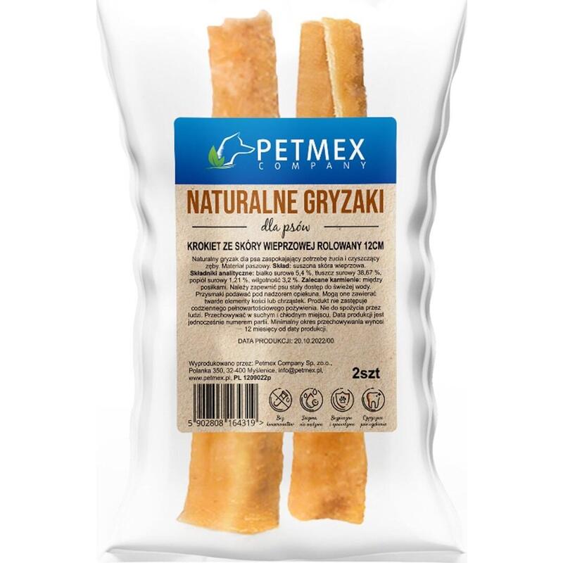 Croquett Enrollada De Piel De Cerdo Petmex 12cm Para Perro - 2unds