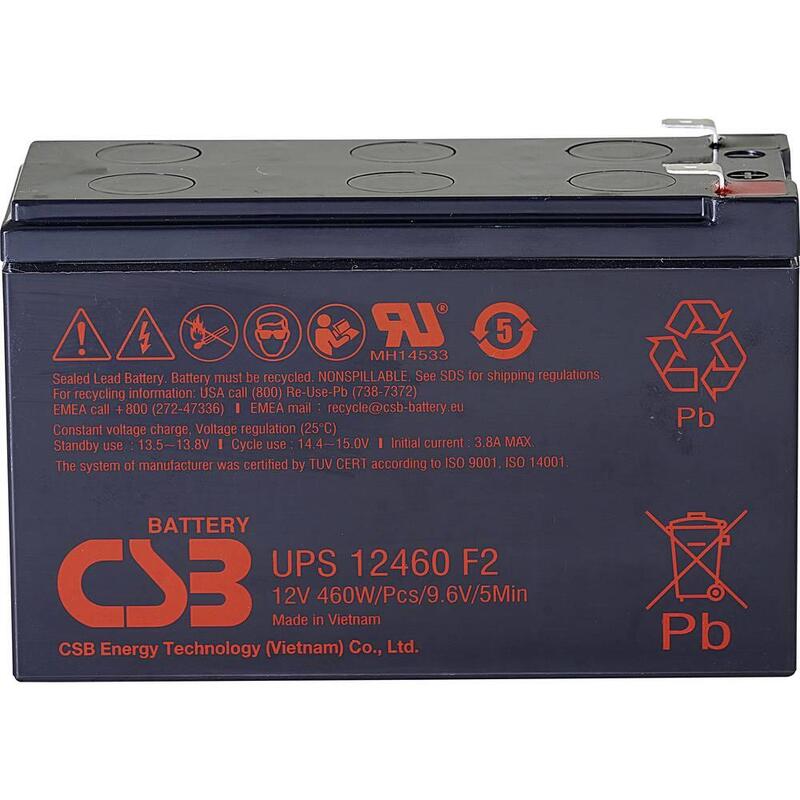 Csb Battery Ups12460f2 Re-Battery: Acid-Lead, 12v, 9ah, Agm, 460 W