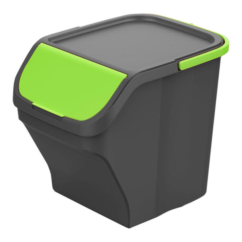 Cubo Stack´N Sort Gris Con Tapa Color Verde 30 X 40 X 34 Cm 25 L