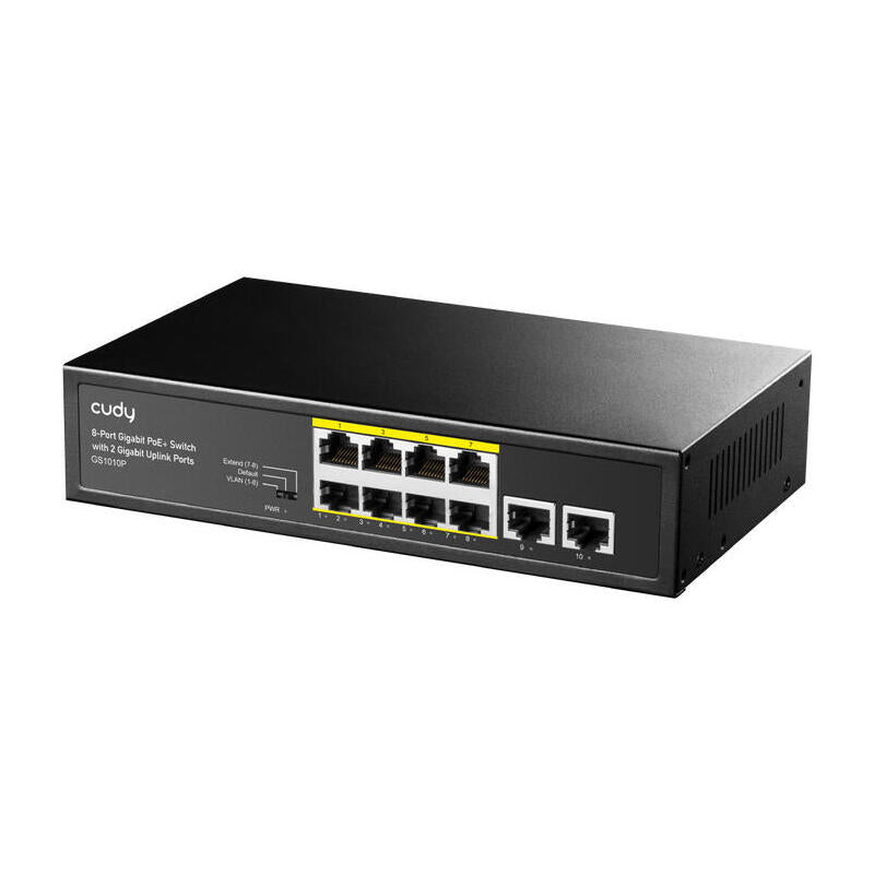 Cudy Gs1010p Switch Gigabit Poe+ De 8 Puertos Con 2 Puertos De Enlace Ascendente Gigabit