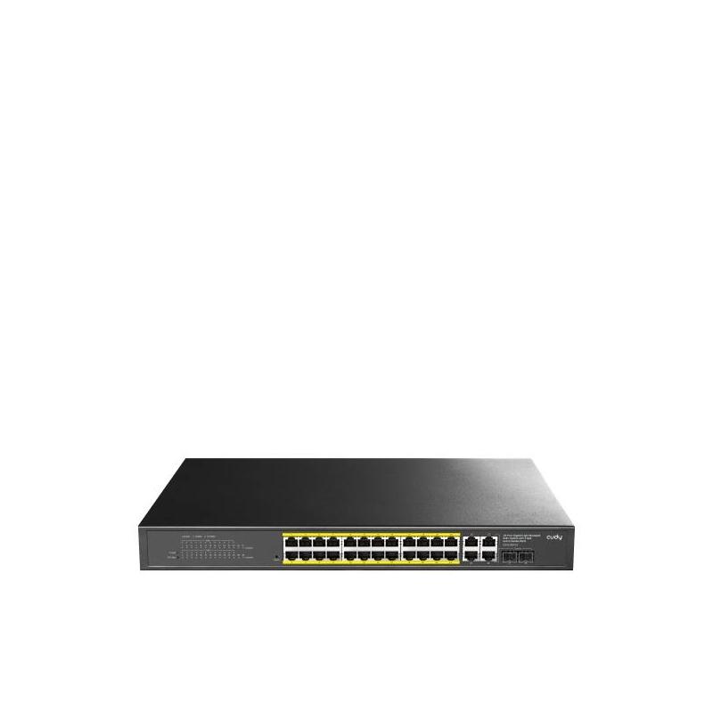 Cudy Switch 28 Puertos - Capacidad Conmutacion 56gbps - 24x Rj45 Poe+ - 2x Rj45 Gbe - 2x Gigabit Sfp - Reinicio