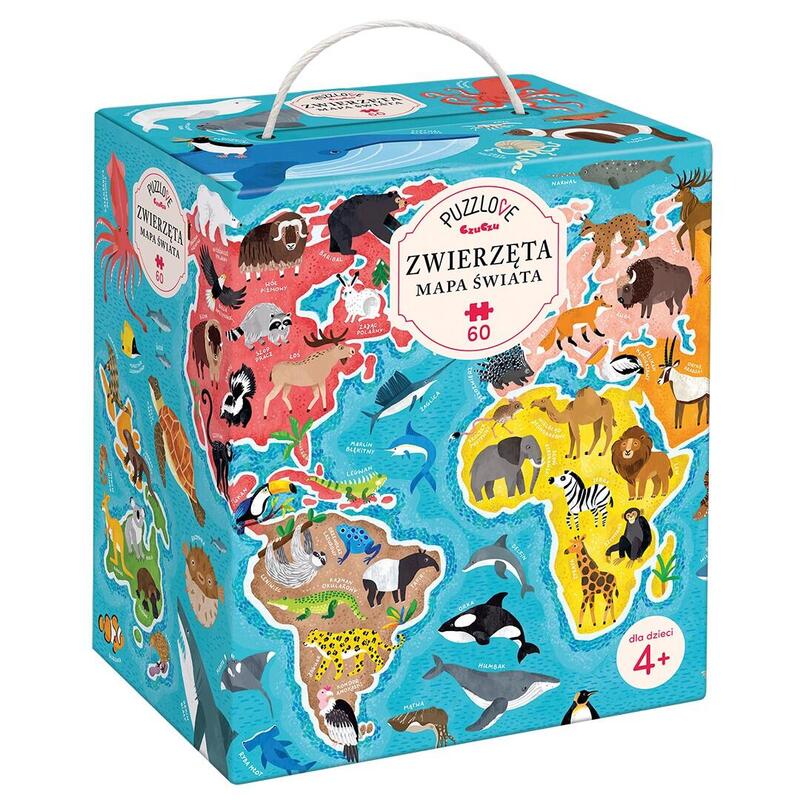 Czuczu Puzzlove - World  Map - Animals 60 Pcs
