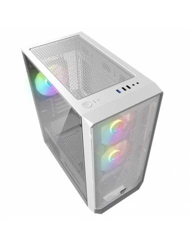 Nfortec Caja Microatx Gaming Cristal Templad Dys White. Usb 3.0 Rgb. Blanco