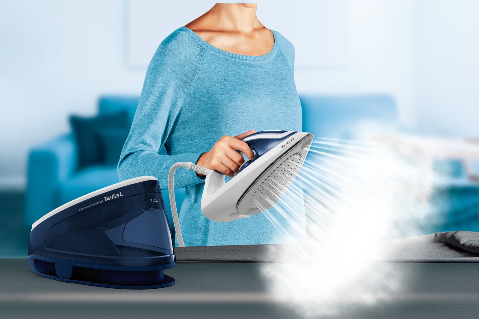 Centro De Planchado - Tefal Sv6116e0, 2200 W, 270 G/Min, 5,3 Bar, Acero Inoxidable, Blanco