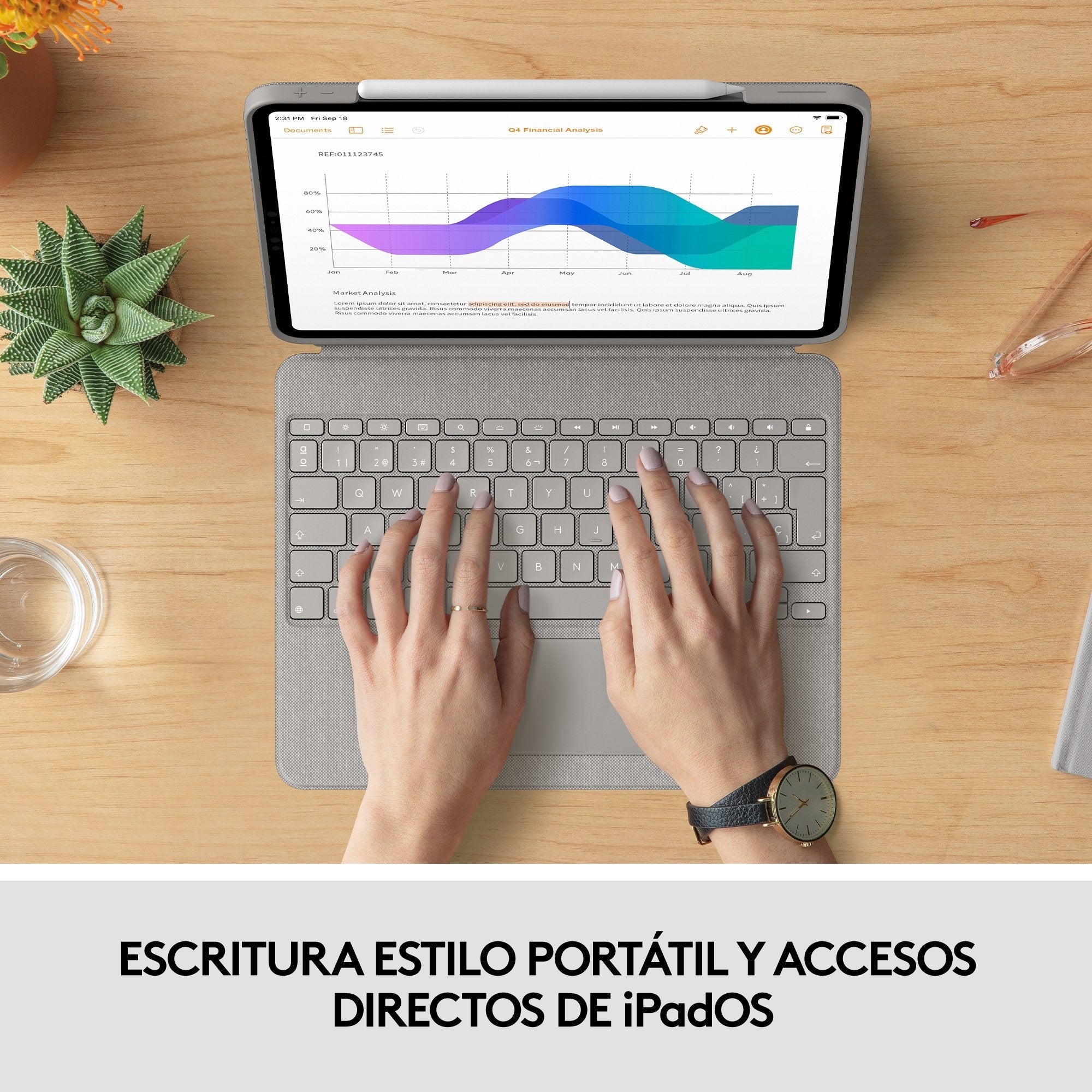 Funda + Teclado Español Logitech Combo Touch Sand Para Ipad Pro 12.9" (5 Gen)