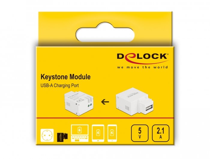 Keystone Modul Mit Usb Typ-A Ladebuchse 2,1 A Weiss