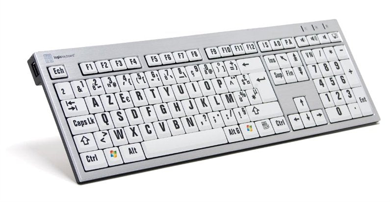 Logickeyboard Xl-Print Alu Negro On Blanco Fr (Pc Slim)