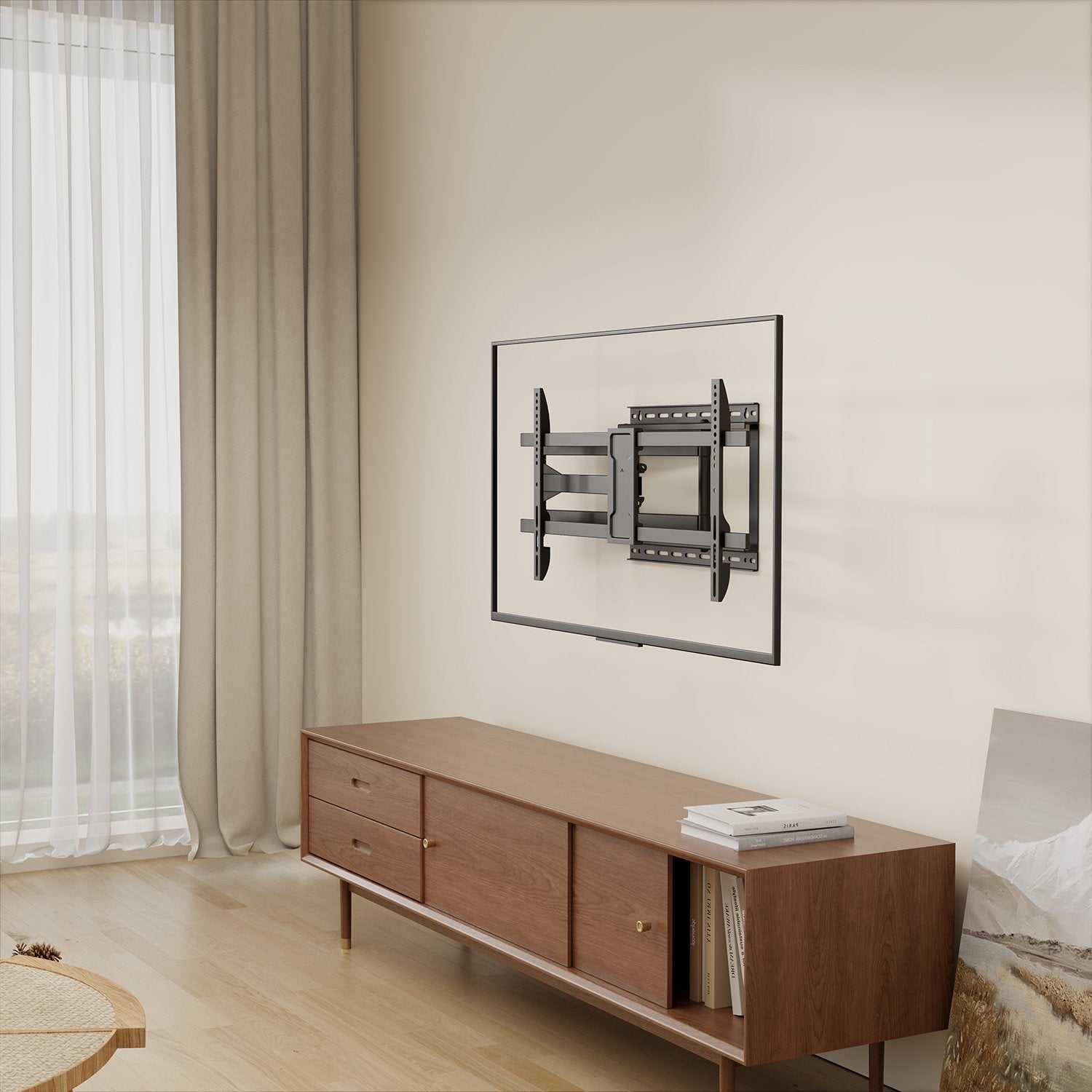 Aisens Soporte Pro Giratorio, Inclinable Y Nivelable Para Monitor/Tv 50kg De 43-80, Negro