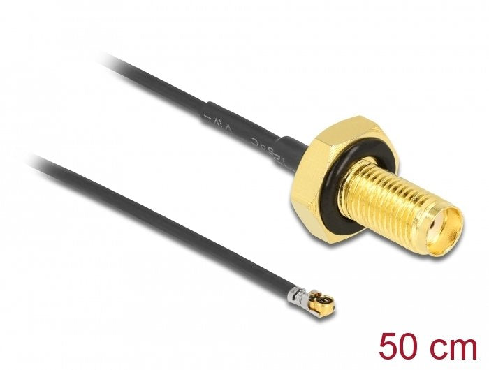 Delock Antennencable Sma Buchse Zum Einbau Zu Mhf 4l Lk Stecker 1.37 50cm Gewindelnge 10mm Spritzwassergeschtzt