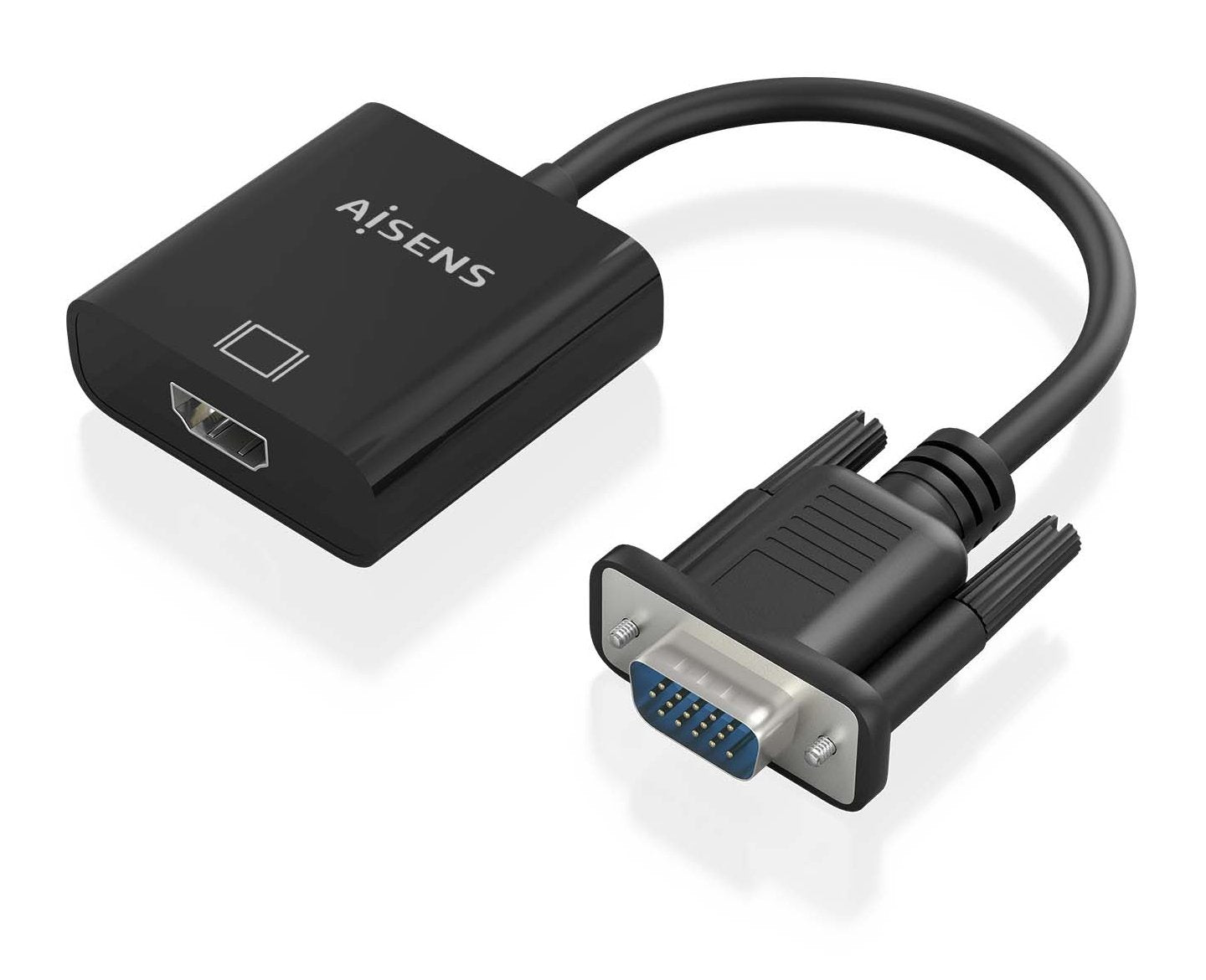 Aisens Cable Conversor Svga+Audio A Hdmi, Svga/M+Jack 3.5/H+Usb Microb/H-Hdmi A/H, Negro, 20cm