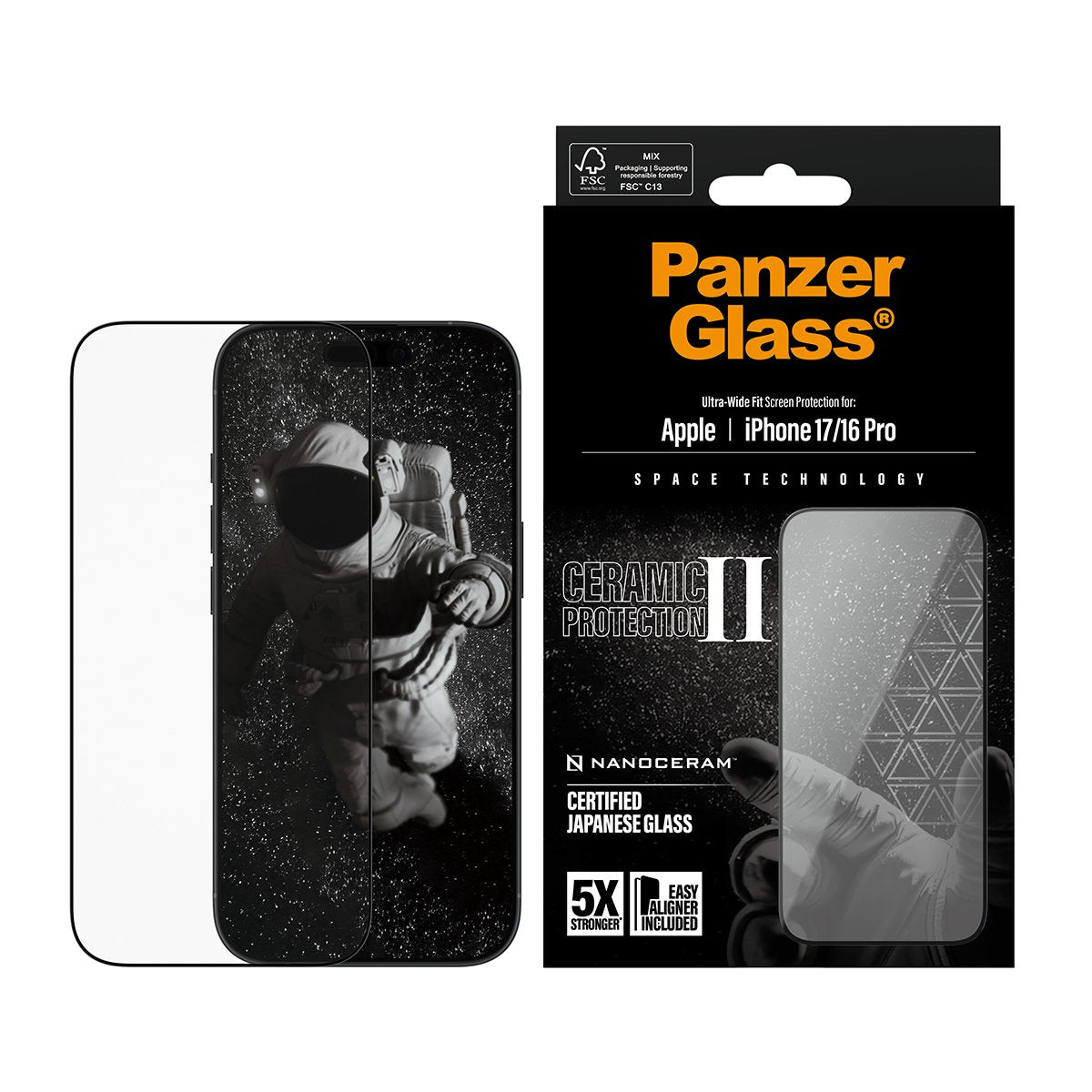 EAN 5715685026638 - PanzerGlass ® Ceramic II Screen Protector iPhone 17 | iPhone 16 Pro | Ultra-Wide Fit w. EasyAligner Prote imagen 2