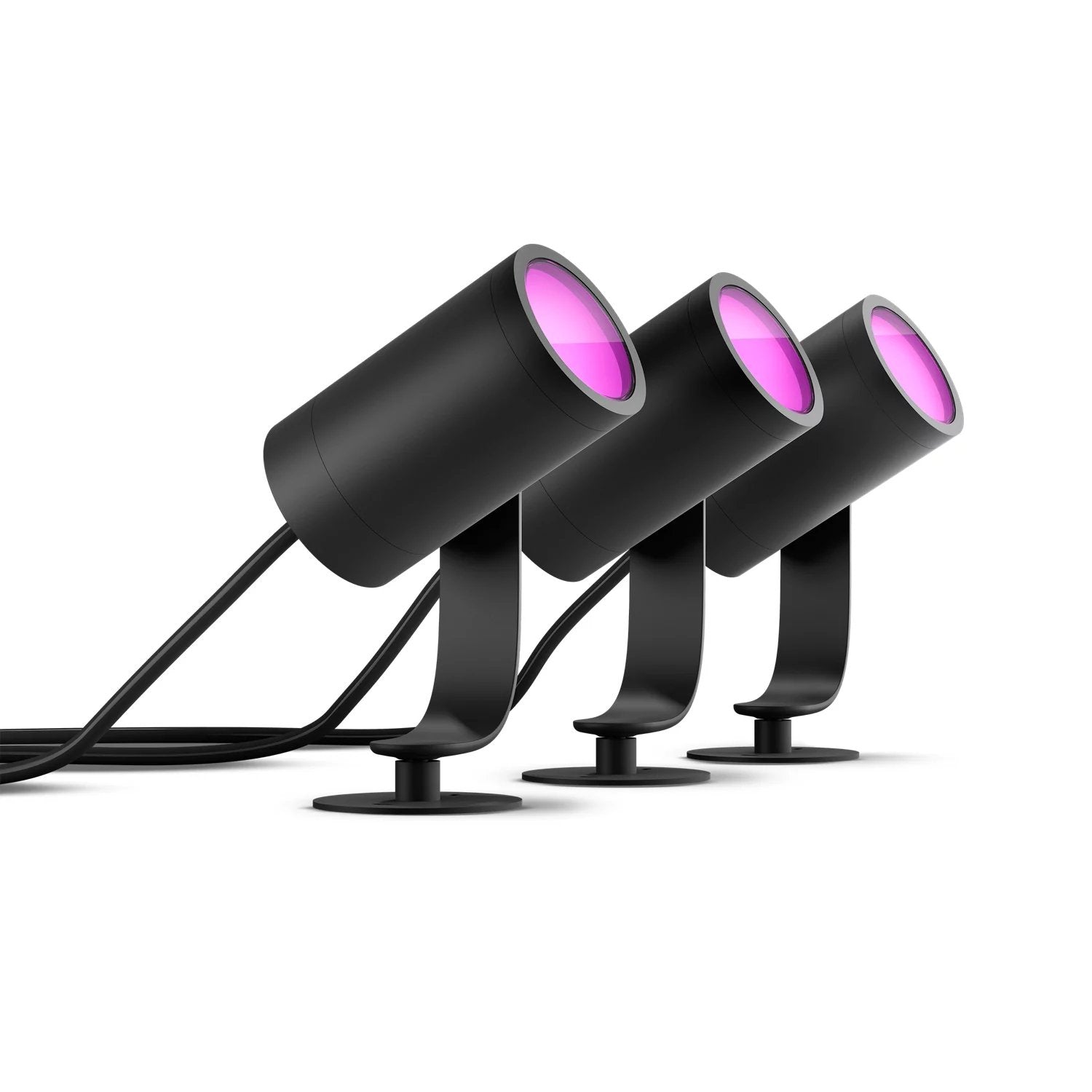 Foco - Philips Hue Lily, 3 Focos, Inteligentes, Exterior, Led, Luz Blanca Y Color, Domótica
