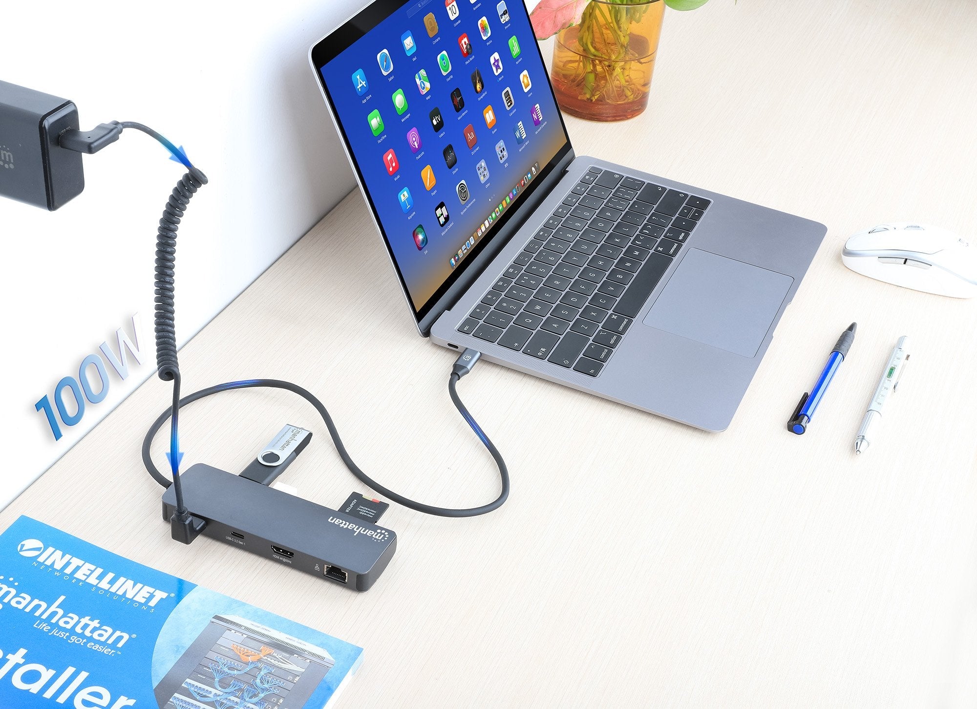 Manhattan Usb-C Pd A Hdmi 9-In-1 4k Dockingmation Gris