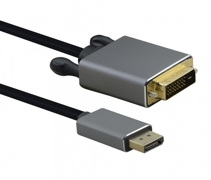 Helos Cable, Displayport Macho -> Dvi Macho, Premium, 1,0m, Negro