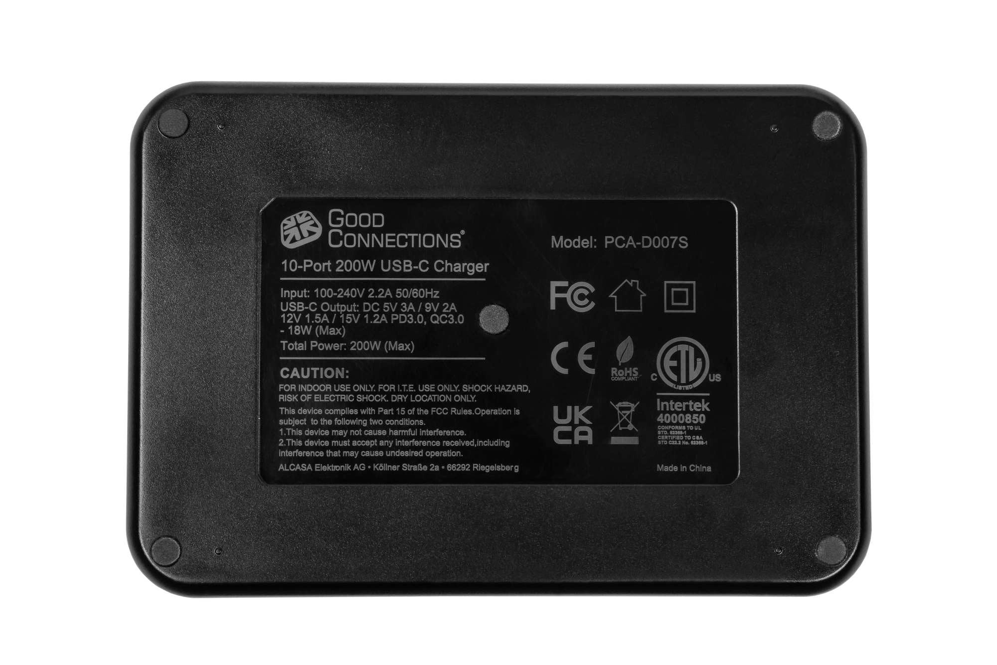 Usb Desktop Schnellladestation 200w 10-Port 10xusb-C Goodconnections Negro