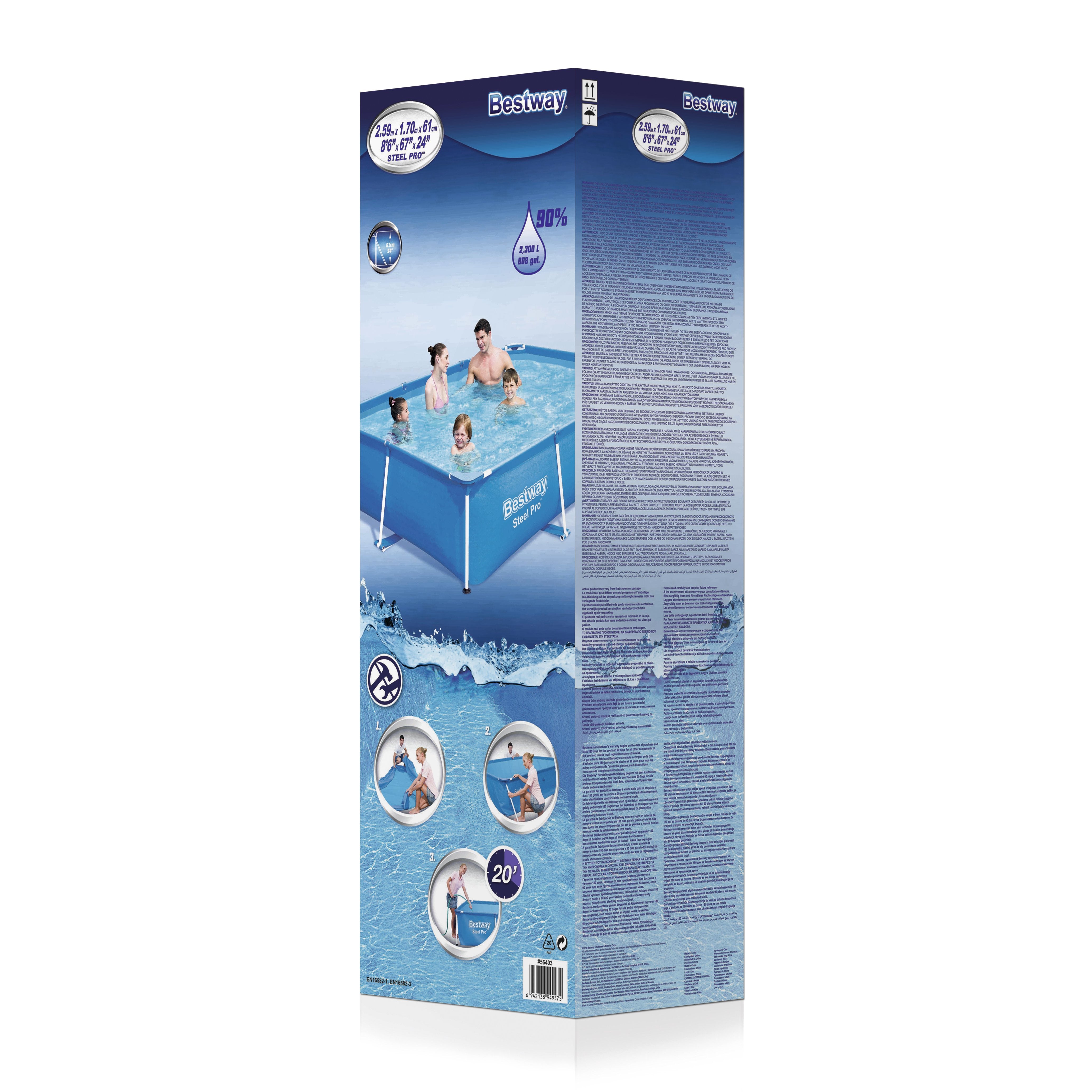 Bestway 56403 - Piscina Desmontable Tubular Infantil Steel Pro 259x170x61 Cm