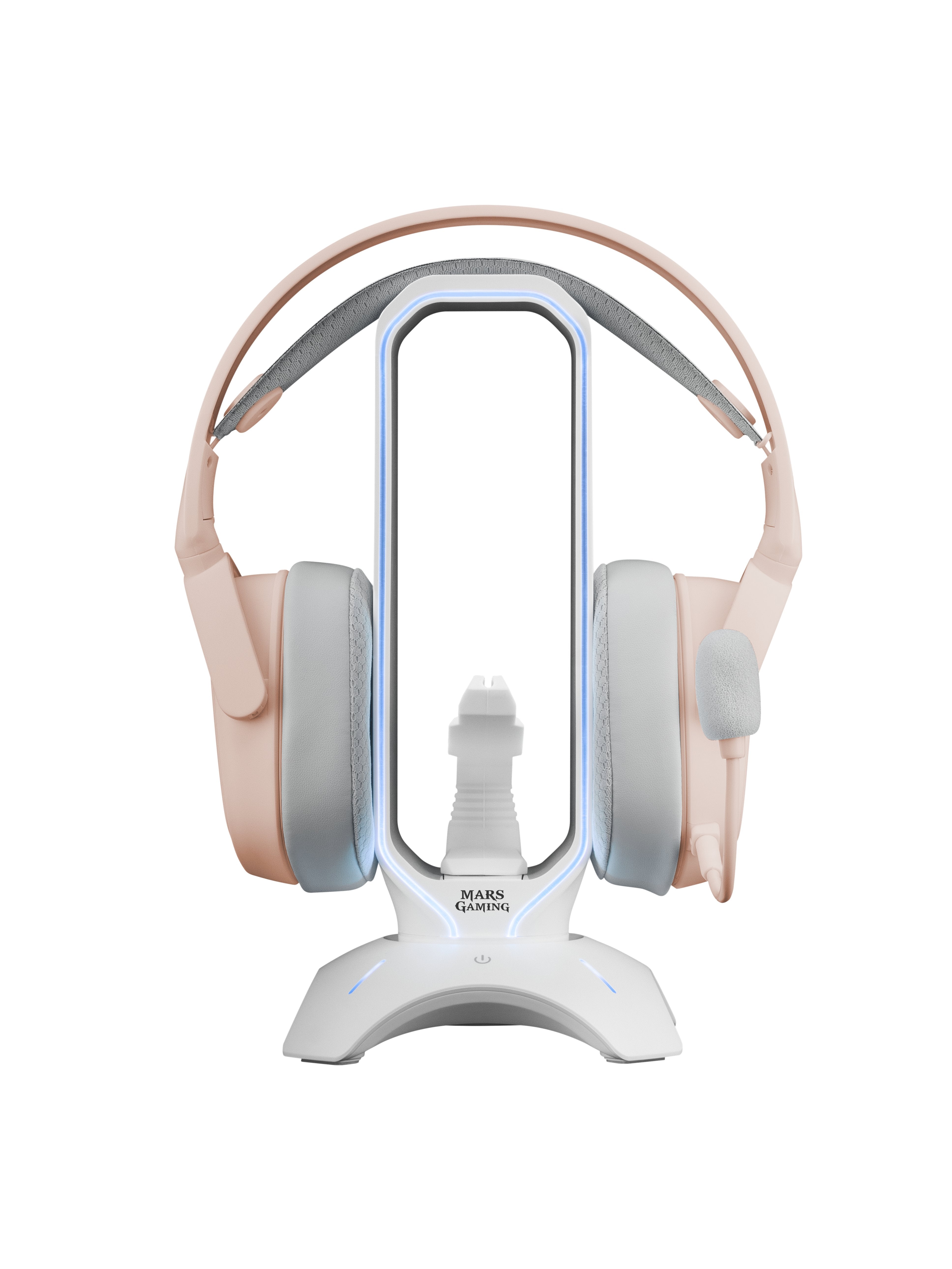 Soporte 3 En 1 Mars Gaming Mhhprow White Soporte Auriculares+Bungee Raton+Hub Usb 2*Usb 3.0 Iluminado 7 Colores+Efecto Rgb Cable 1.5m