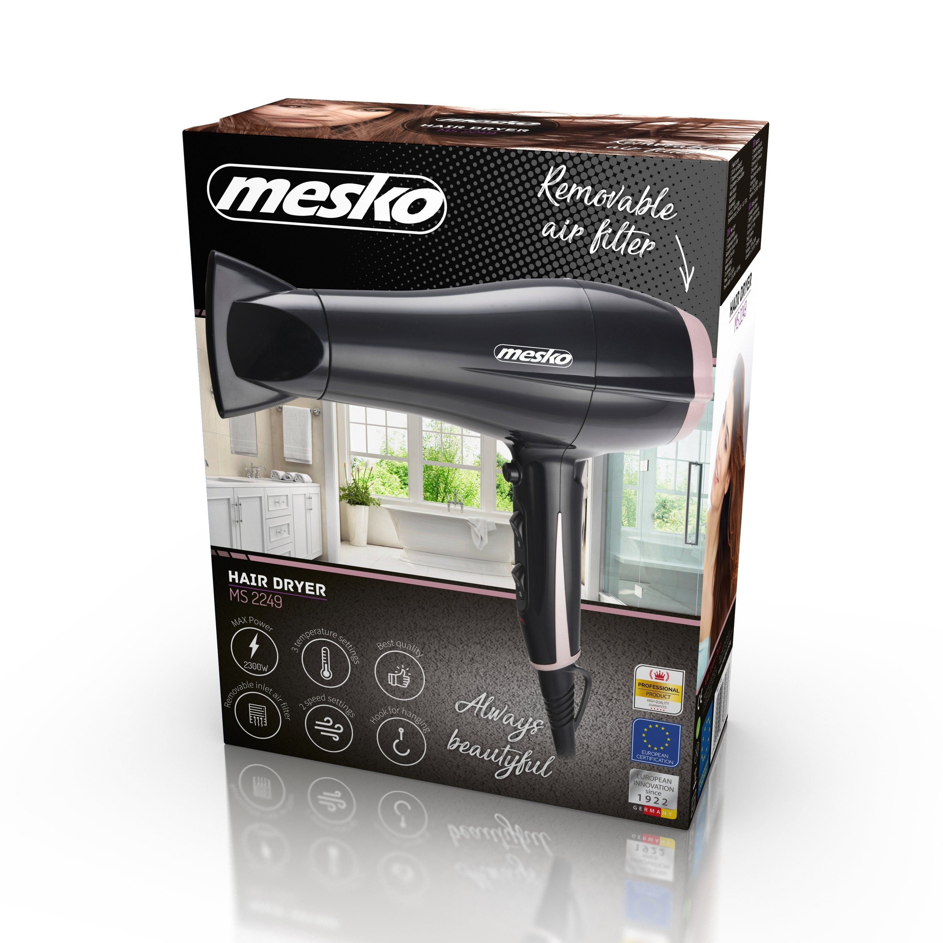 Secador De Pelo Mesko Ms 2249 2000 W, Negro Rosa