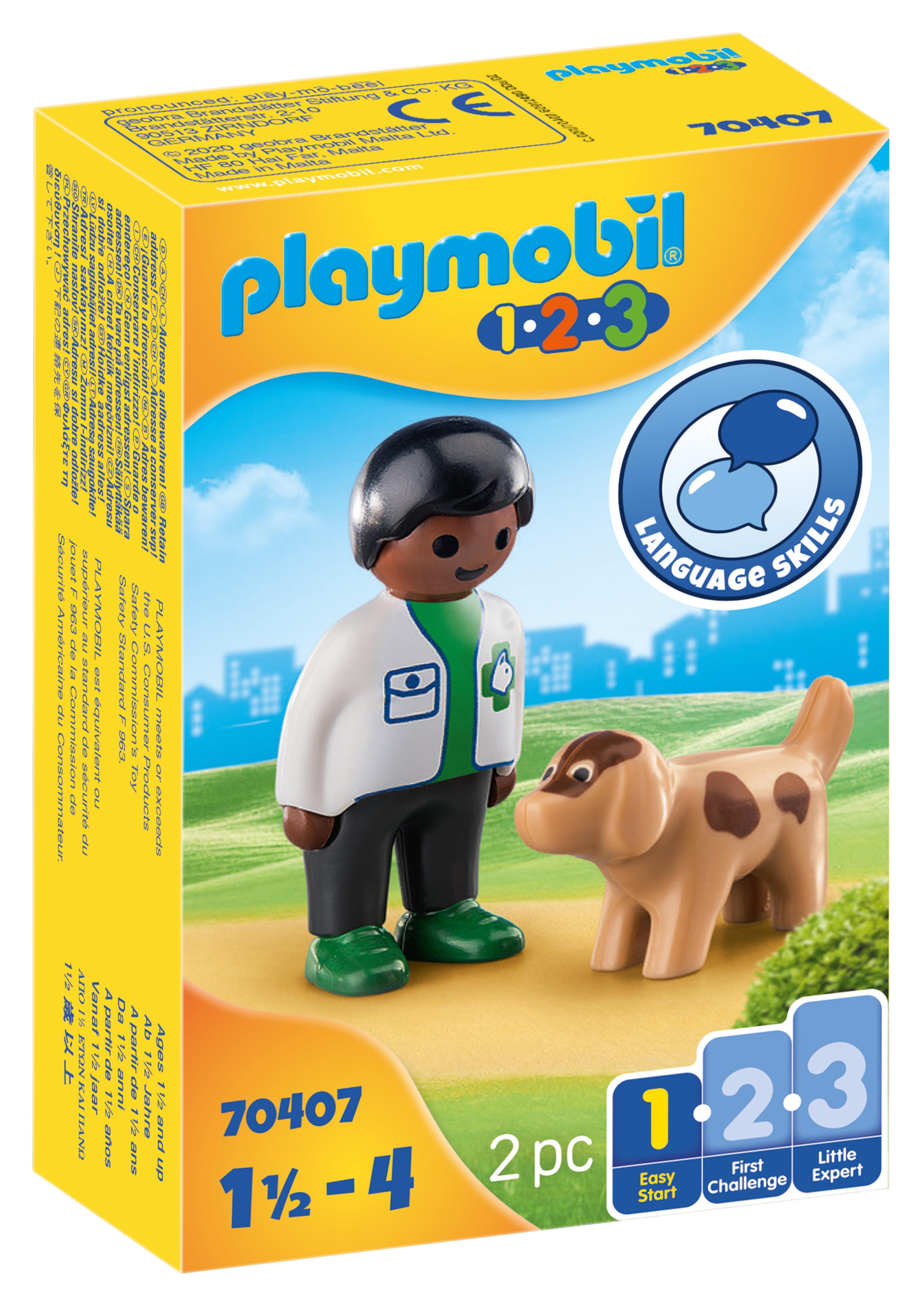 Playmobil 1.2.3 - 70407 - Veterinario Con Perro