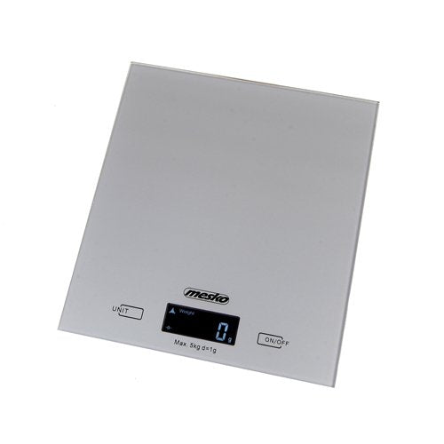 Báscula De Cocina Mesko Ms 3145, Capacidad 5 Kg, Pantalla Lcd Grande, Cero Autoapagado, Silvera