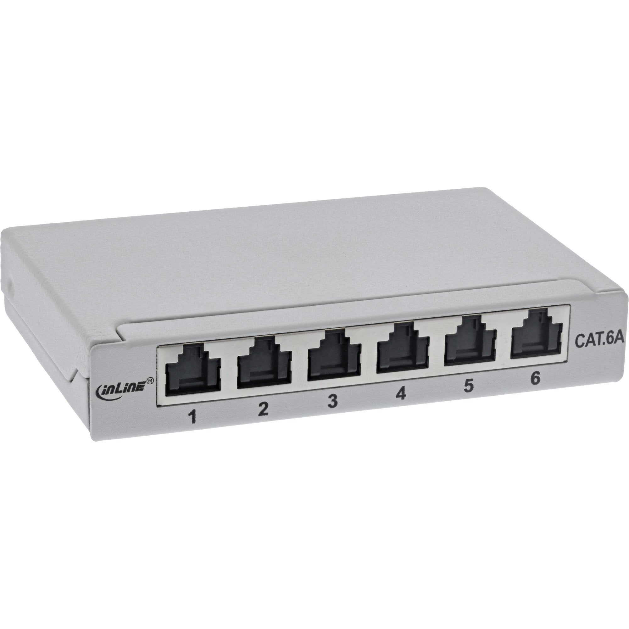 Inline® Patch Panel Cat.6a 0.5u 6-Port, For Table/Wall/Rail, With Dust Projoection, Gris