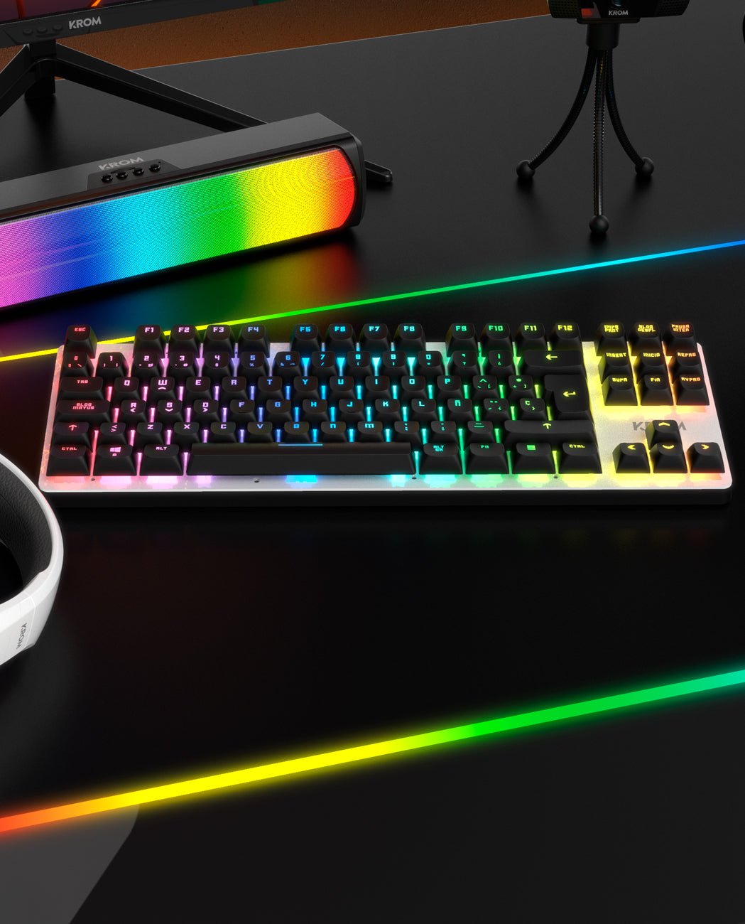 EAN 8436587975165 - Krom NXKROMKERNELPROSP teclado Juego USB + RF Wireless + Bluetooth QWERTY Español Negro, Blanco imagen 12