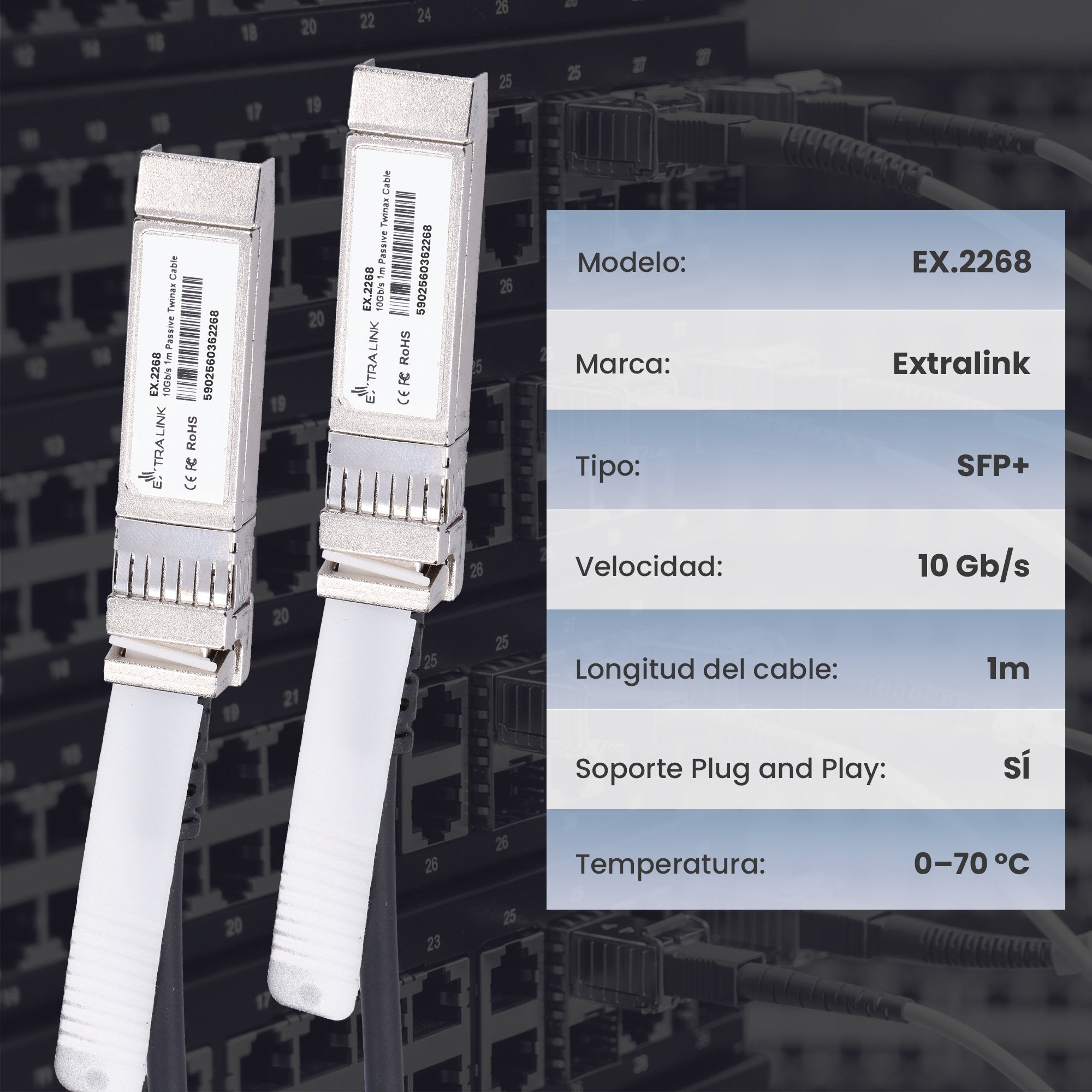 EAN 5902560362268 - Extralink EX.2268 Cable de fibra óptica e InfiniBand SFP+ Negro imagen 7
