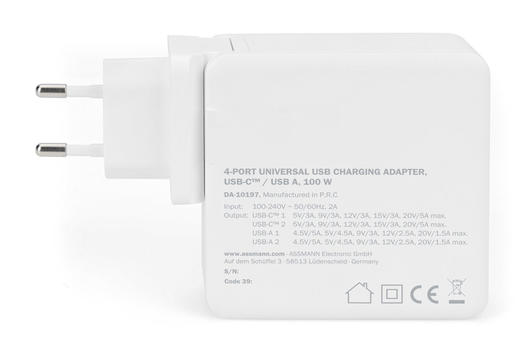Digitus Universal Ladeadapter Usb-C 100w Usb-C & -A Pd 3.0 Blanco