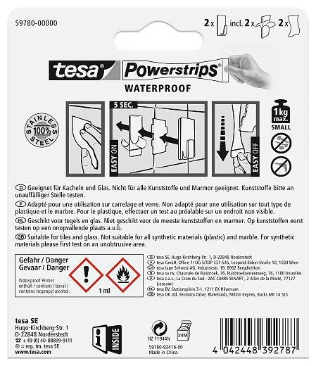Tesa Powermrips Waterproof Haken S Metall Rectangular