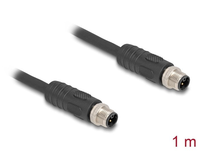 Delock M12 Cable L-Kodiert 4 Pin Stecker Zu Stecker Pur Schleppkettentauglich 5 M Schwarz
