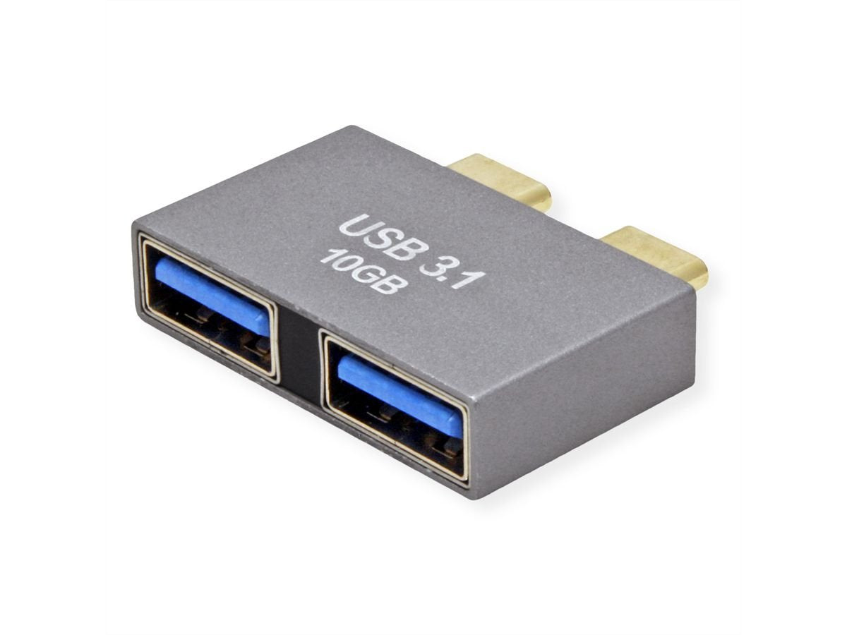 Roline Usb 3.2 Gen 2 Adapter, 2x Usb Typ C - 2x Typ A, St Bu, Silberfarben