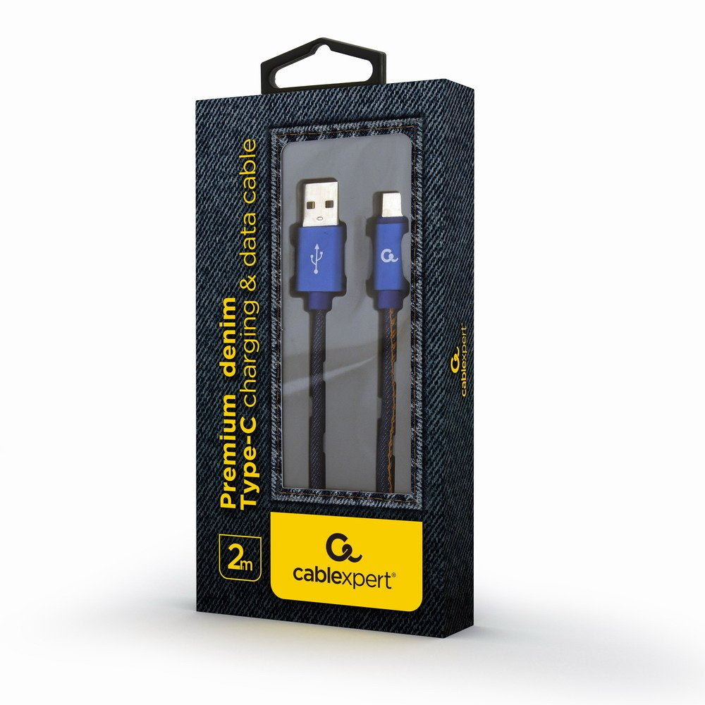 Gembird Cc-Usb2j-Amcm-2m-Bl Gembird Premium Jeans (Denim) Cable Usb Tipo C Con Conectores Metálicos, 2m, Azul