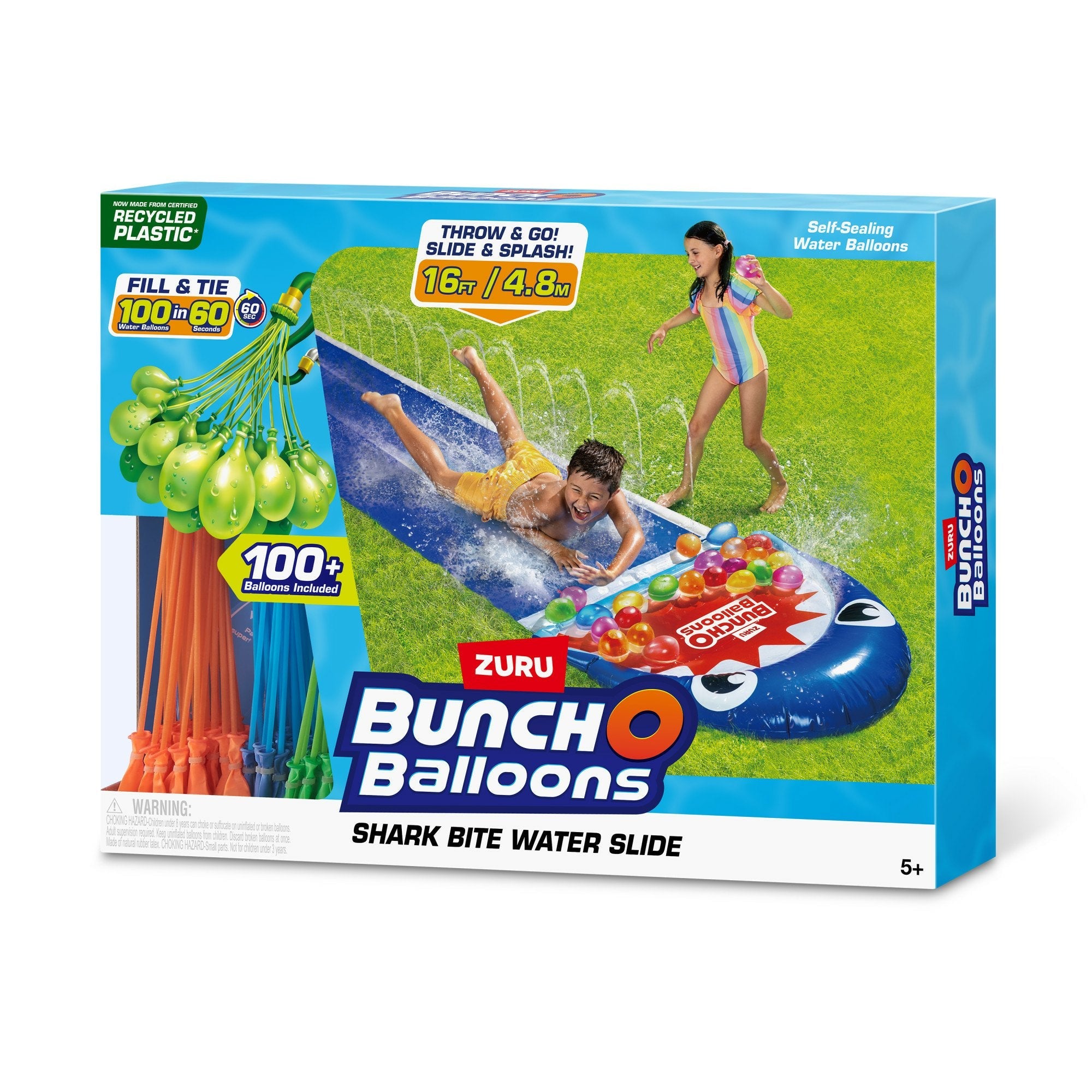Zuru Bunch O Balloons - Tobogán Acuático De Tiburón Con 100 Globos De Agua, Juguete Acuático 56584