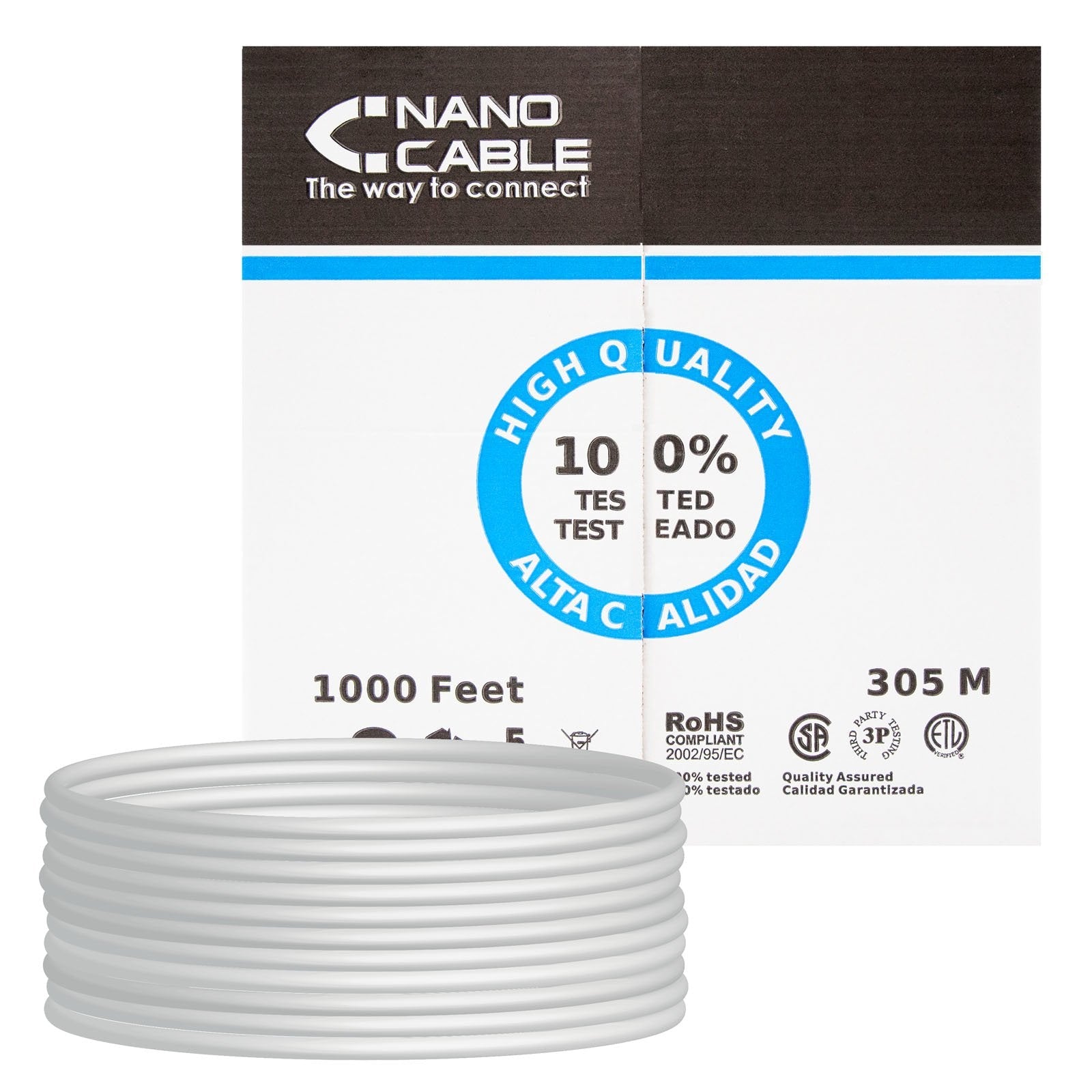 Nanocable Bobina De Cable De Red Flexible Rj45 Cat.5e Utp Awg24 305m - Gris