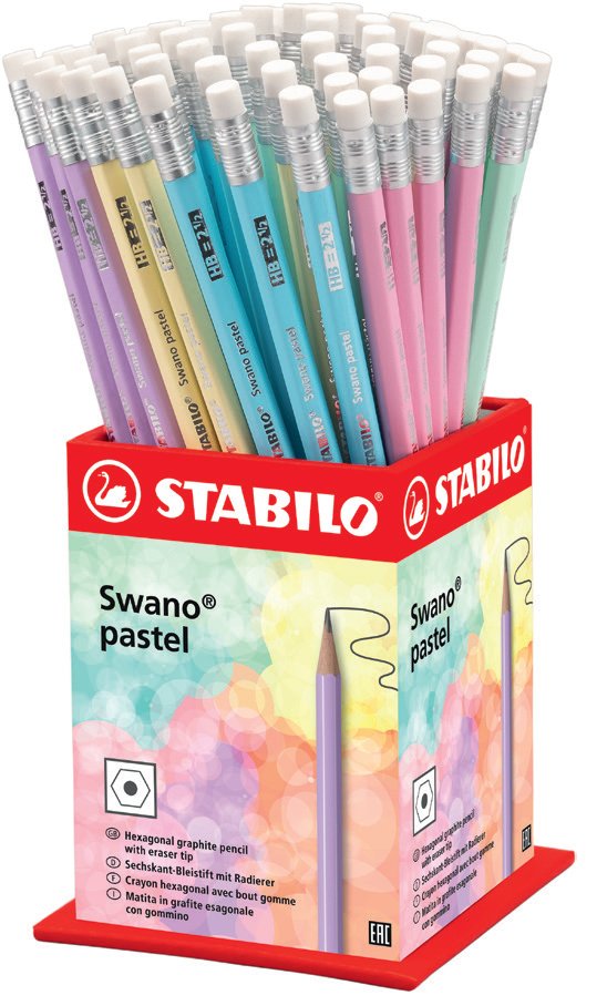 Stabilo Expositor Lapiz Grafito Con Goma Swano Pastel Surtidos -72u-