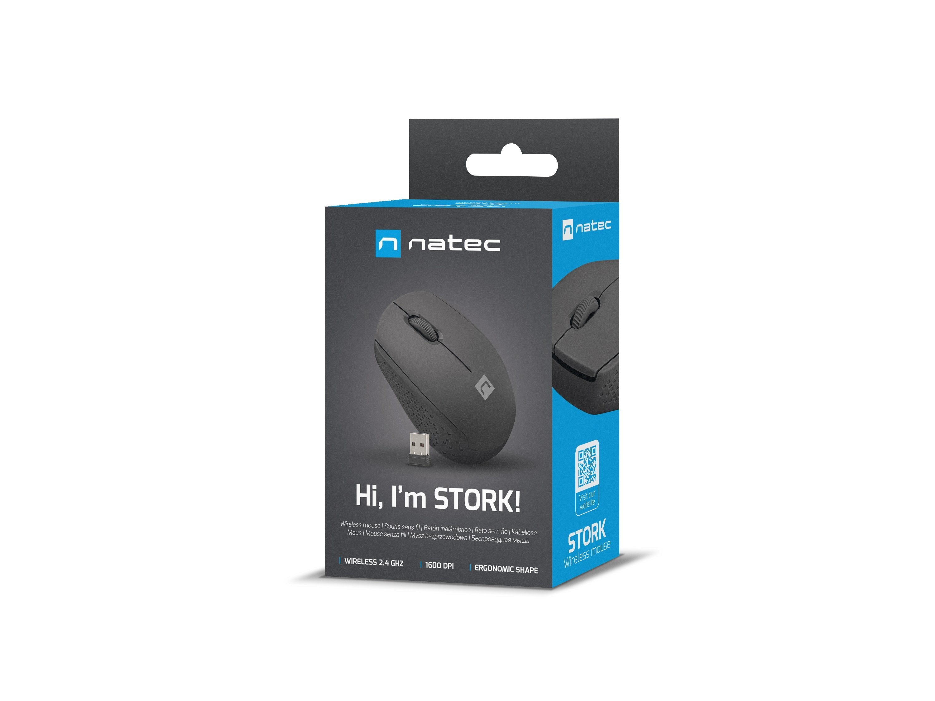 Raton Natec Stork Optico Inalambrico 1600 Dpi Negro