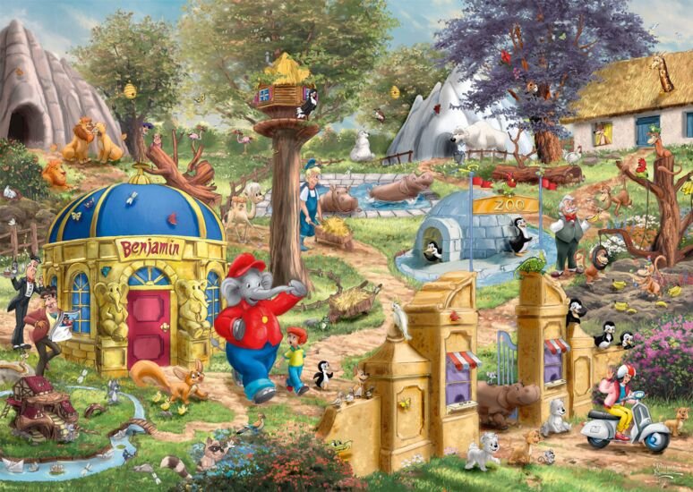 Juegos Schmidt Thomas Kinkade Studios: Benjamin Blümchen, Un Día En El Zoológico Neustädter, Rompecabezas 1000 Partes 58423