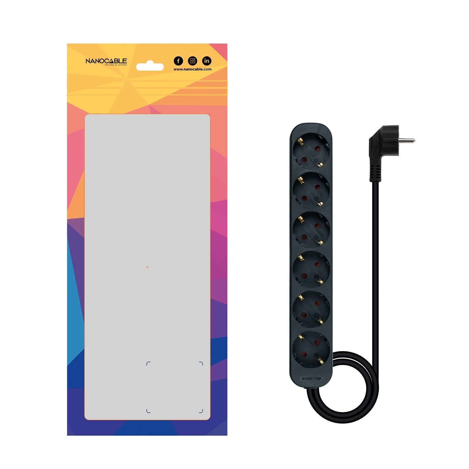 Nanocable Regleta 6 Tomas - 1.4m - Negro