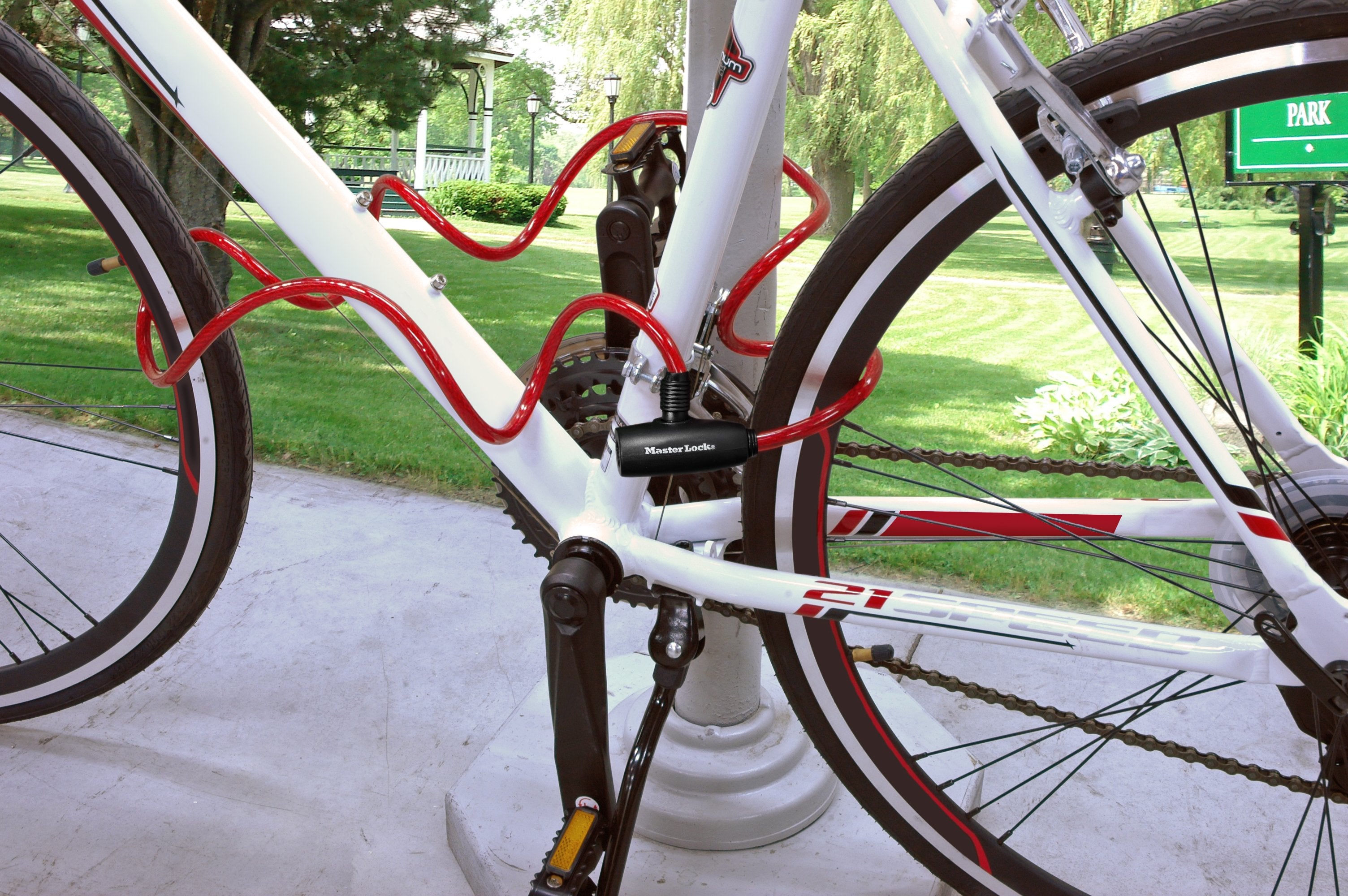 EAN 3520190924292 - MASTER LOCK 8127EURTRI candado para bicicleta Azul, Rojo, Transparente 1800 mm Cable antirrobo imagen 2