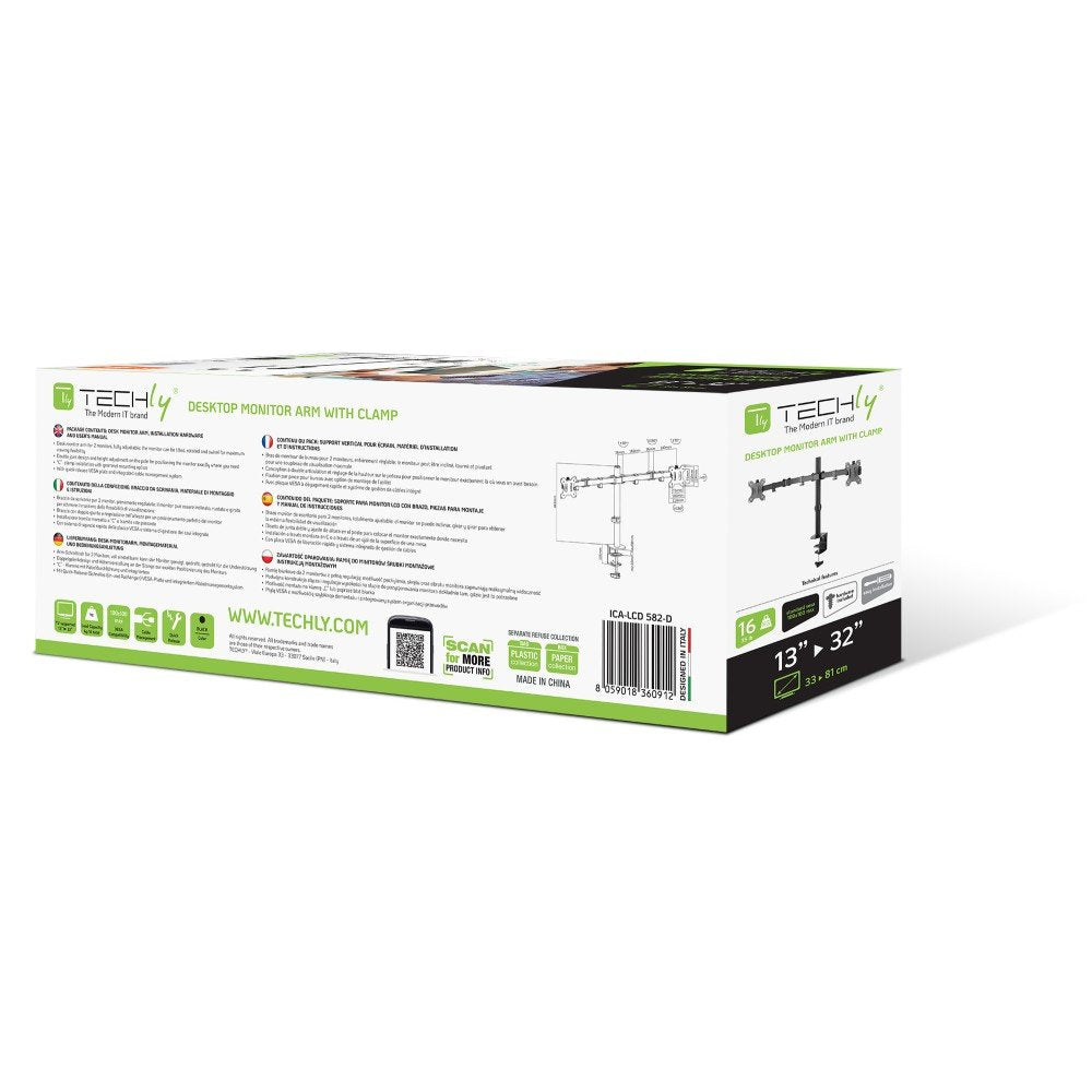 EAN 8059018360912 - Techly ICA-LCD 582-D soporte para monitor 81,3 cm (32") Escritorio Negro imagen 18