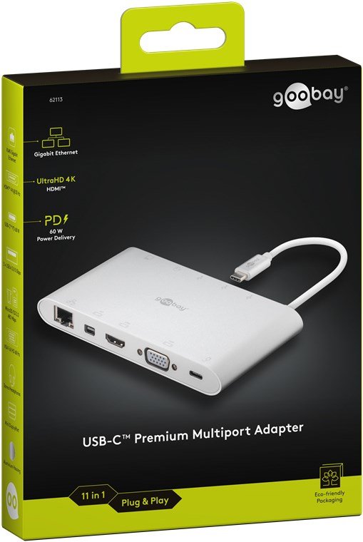 EAN 4040849621130 - Goobay 62113 base para portátil y replicador de puertos Alámbrico USB 3.2 Gen 1 (3.1 Gen 1) Type-C Plata imagen 10