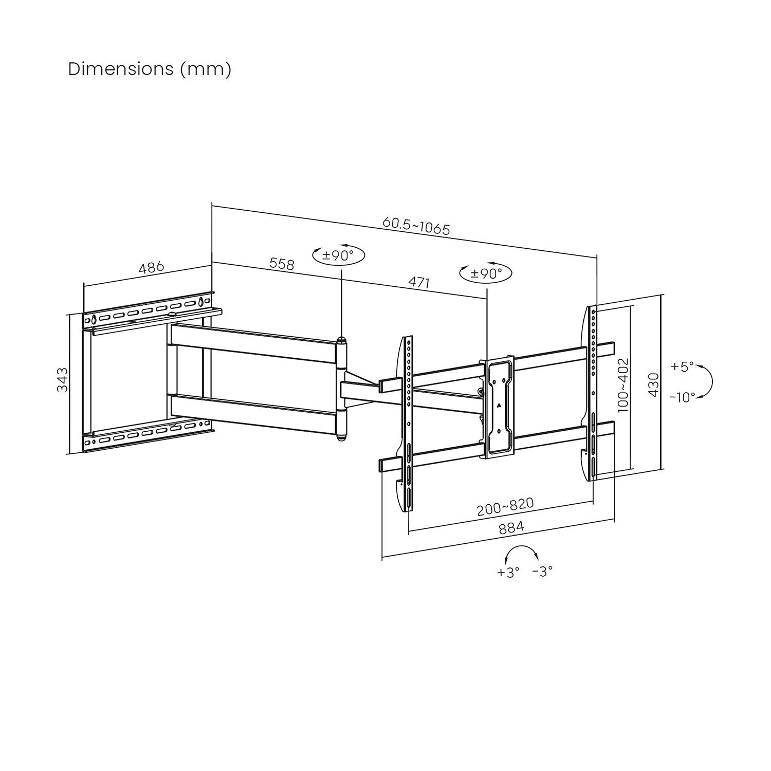 Aisens Soporte Pro Giratorio, Inclinable Y Nivelable Para Monitor/Tv 50kg De 43-80, Negro