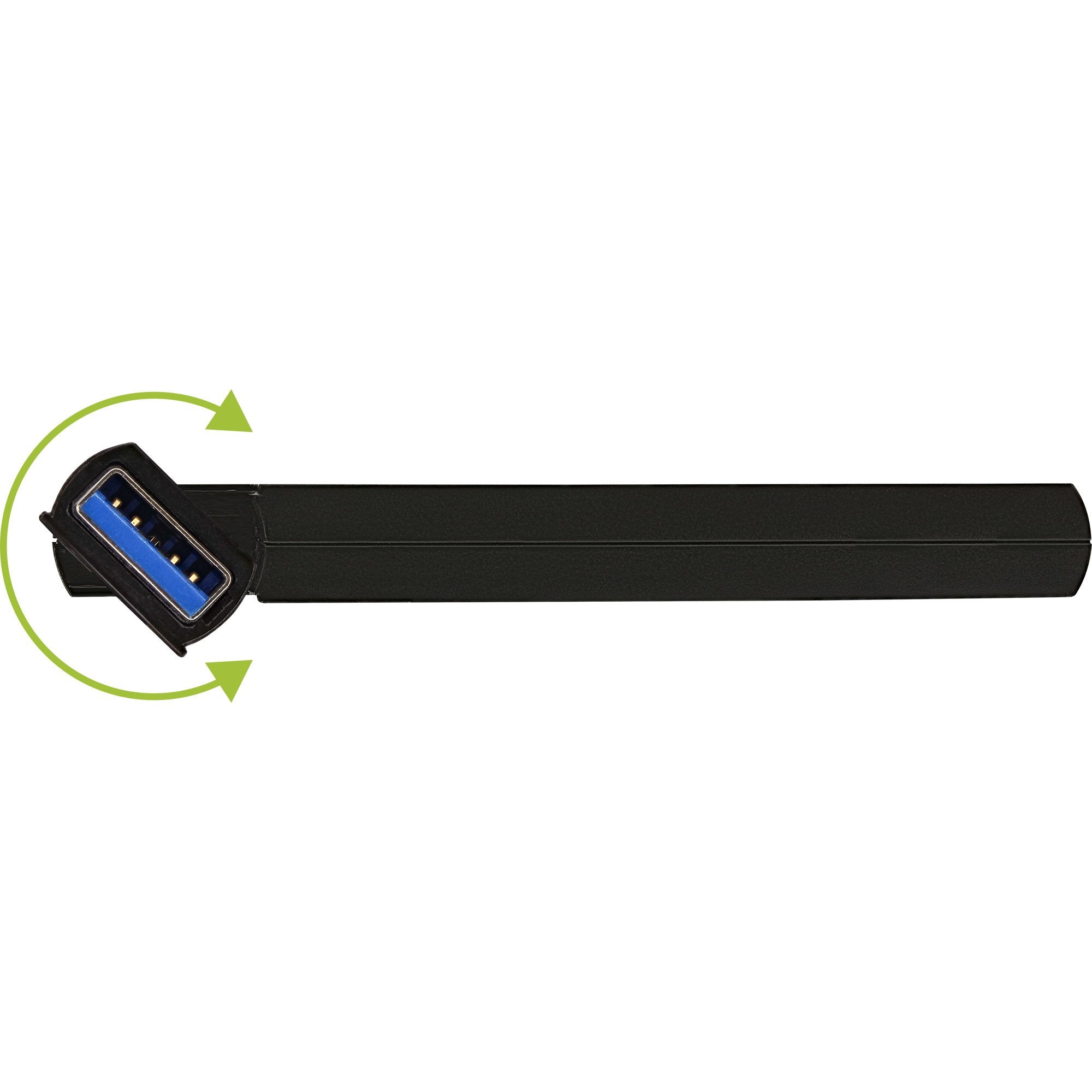 Hub Giratorio Inline Usb 3.0, 4 Puertos, Negro