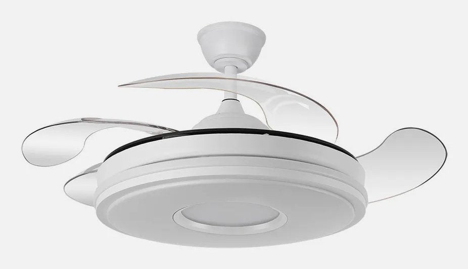 Ventilador Abrila Dani Techo 1060 Mm Mando A Distancia 6 Velocidades Motor Dc Luz Led Integrada 3 Colores Aspas Transparentes Acabado En Blanco