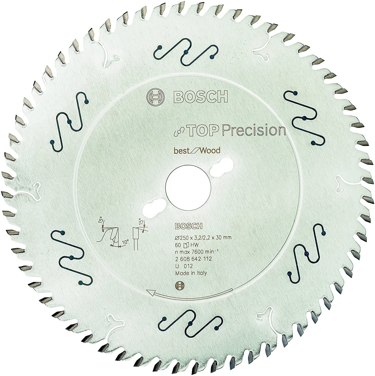 Hoja De Sierra Circular Bosch Best For Wood 250 Mm X 30 Mm - 60z