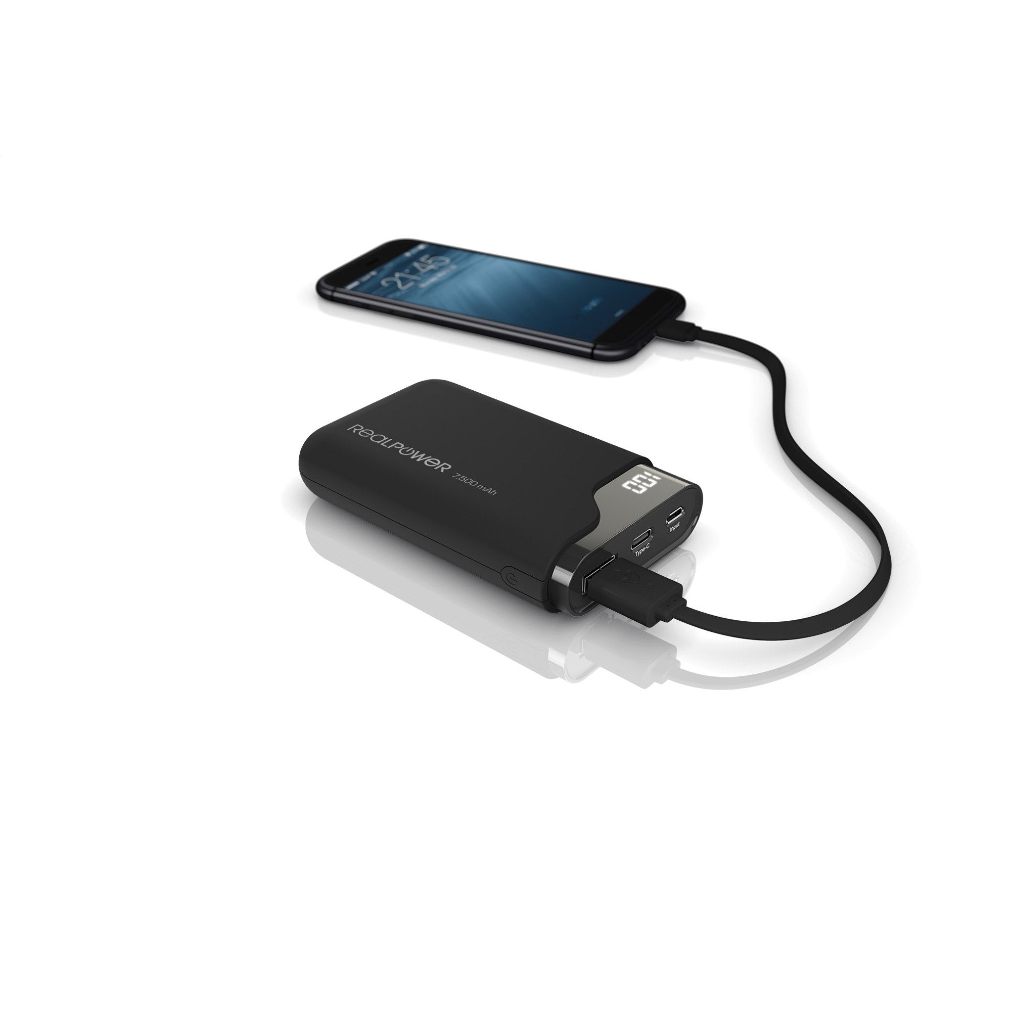 Powerbank Realpower Type C 7500 Schwarz